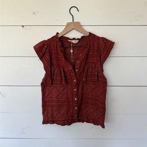 Women's Rust Boho Button-Up Top